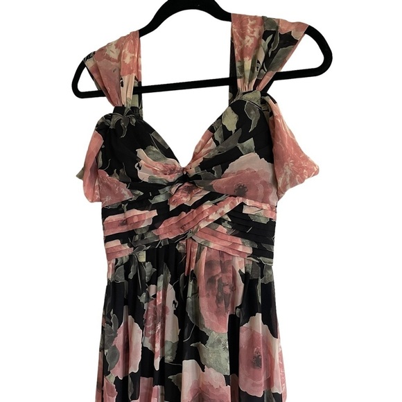 Lulus Give Me Amore Black and Pink Floral Print Maxi Dress, Size S - Picture 8 of 13
